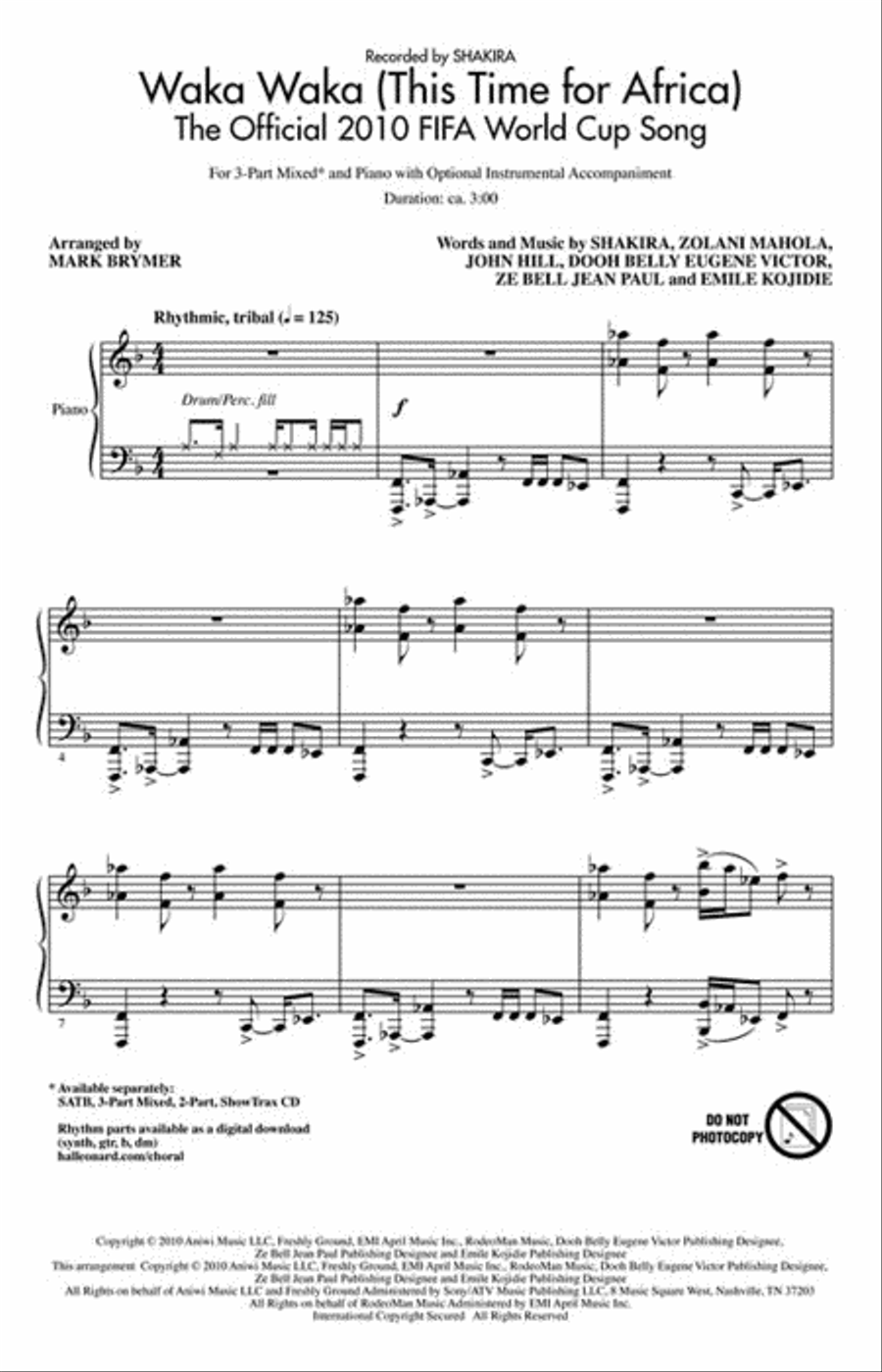 Waka Waka 3-Part scores gallery preview page 2