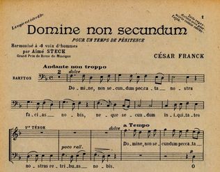 Franck Domine Non Secundum Offertoire Pour Le Careme 4 Male Voices