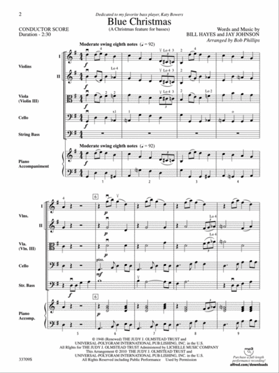 Blue Christmas String Orchestra scores gallery preview page 2