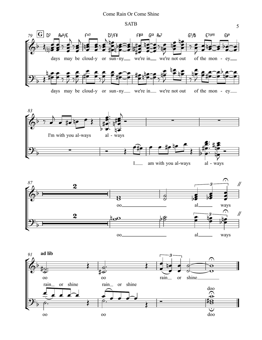 Come Rain Or Come Shine Come Rain Or Come Shine 4-Part scores gallery preview page 5