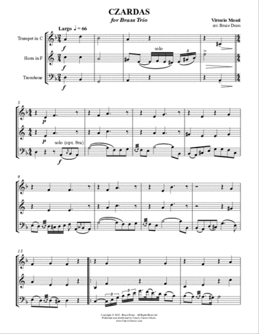 Czardas for Brass Trio Brass Trio scores gallery preview page 2