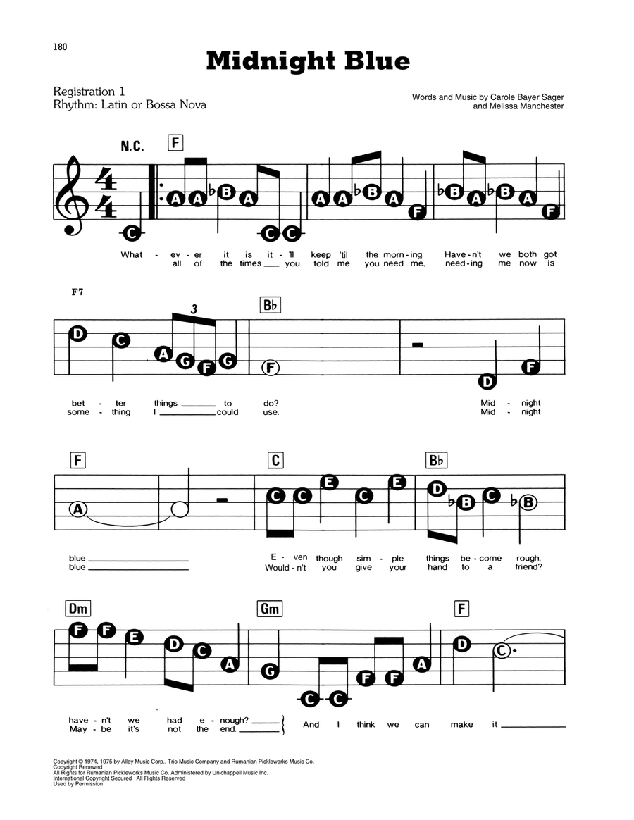 Midnight Blue Midnight Blue Electronic Keyboard scores gallery preview page 1