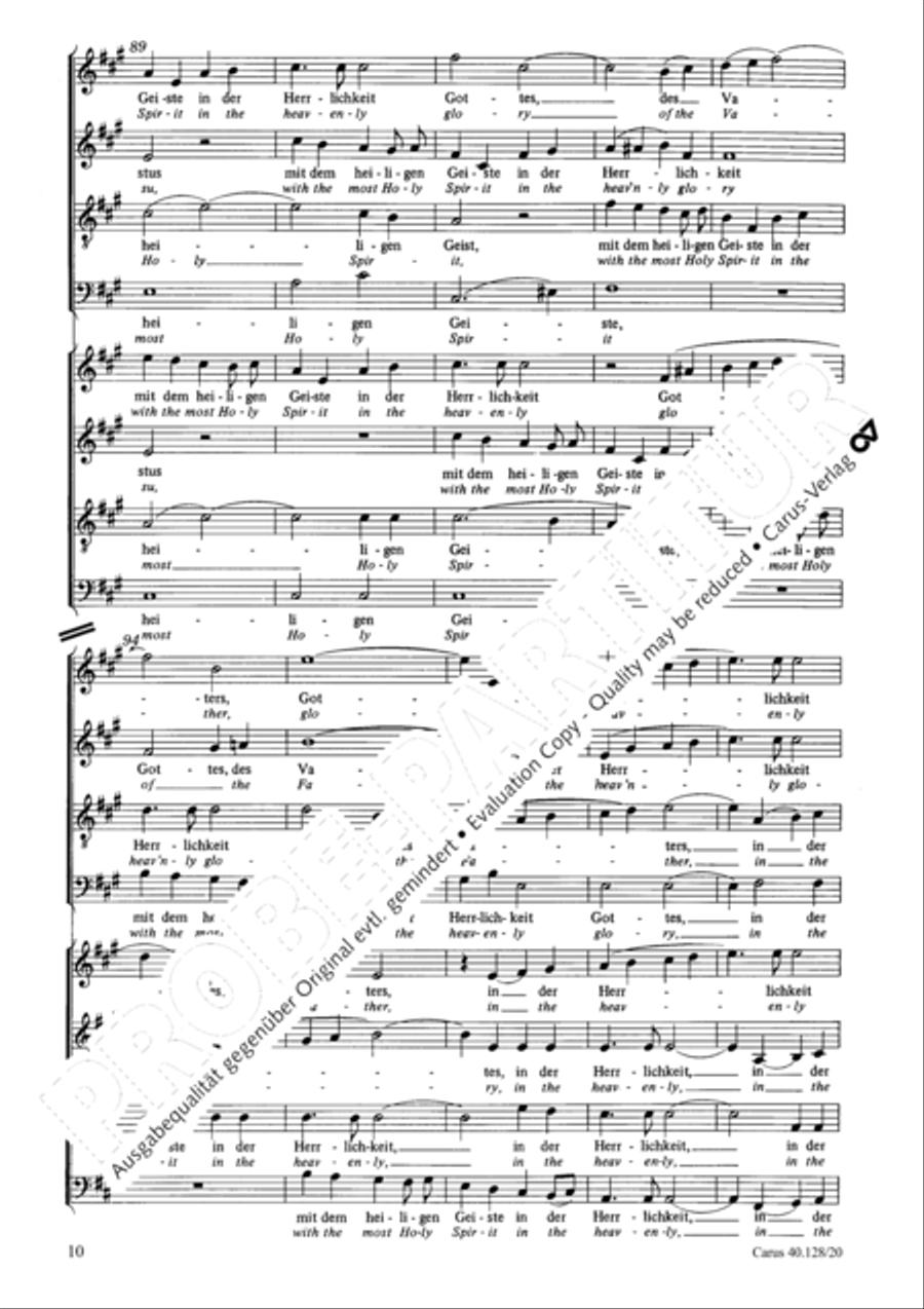 Glory to god in the highest (Ehre sei Gott in der Hohe) 4-Part scores gallery preview page 11