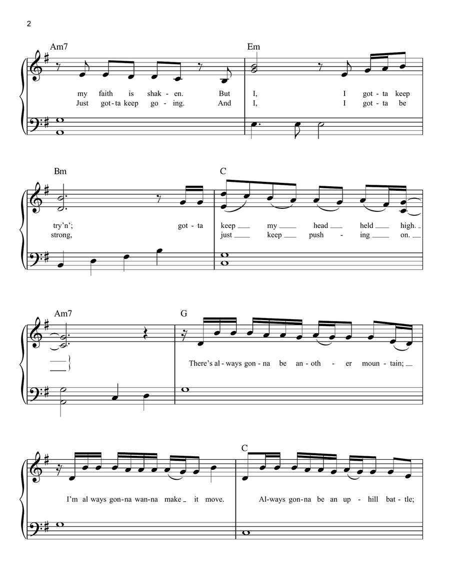 The Climb (from Hannah Montana: The Movie) Easy Piano scores gallery preview page 2