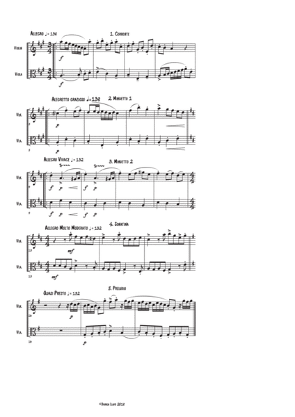 5 Duets for Violin & Viola. Adapted from G F Handel's 'Easy Pieces for Piano' image number null