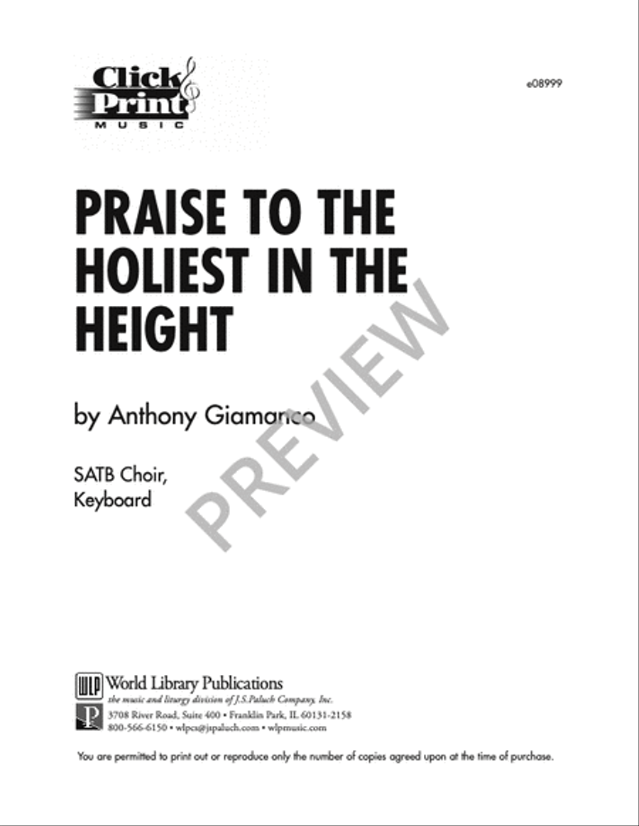 Praise to the Holiest in the Height 4-Part scores gallery preview page 3
