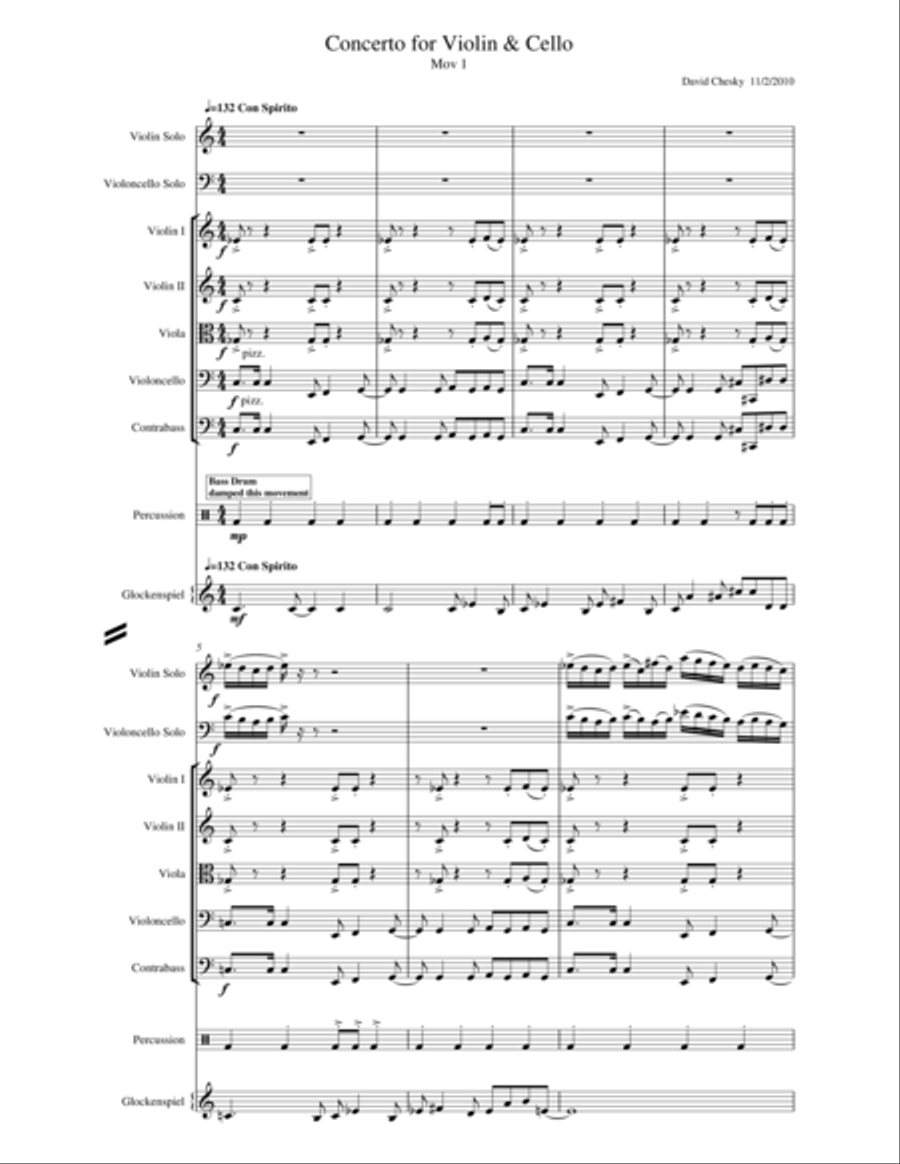 Concerto for Violin, Cello, and Orchestra String Orchestra scores gallery preview page 1