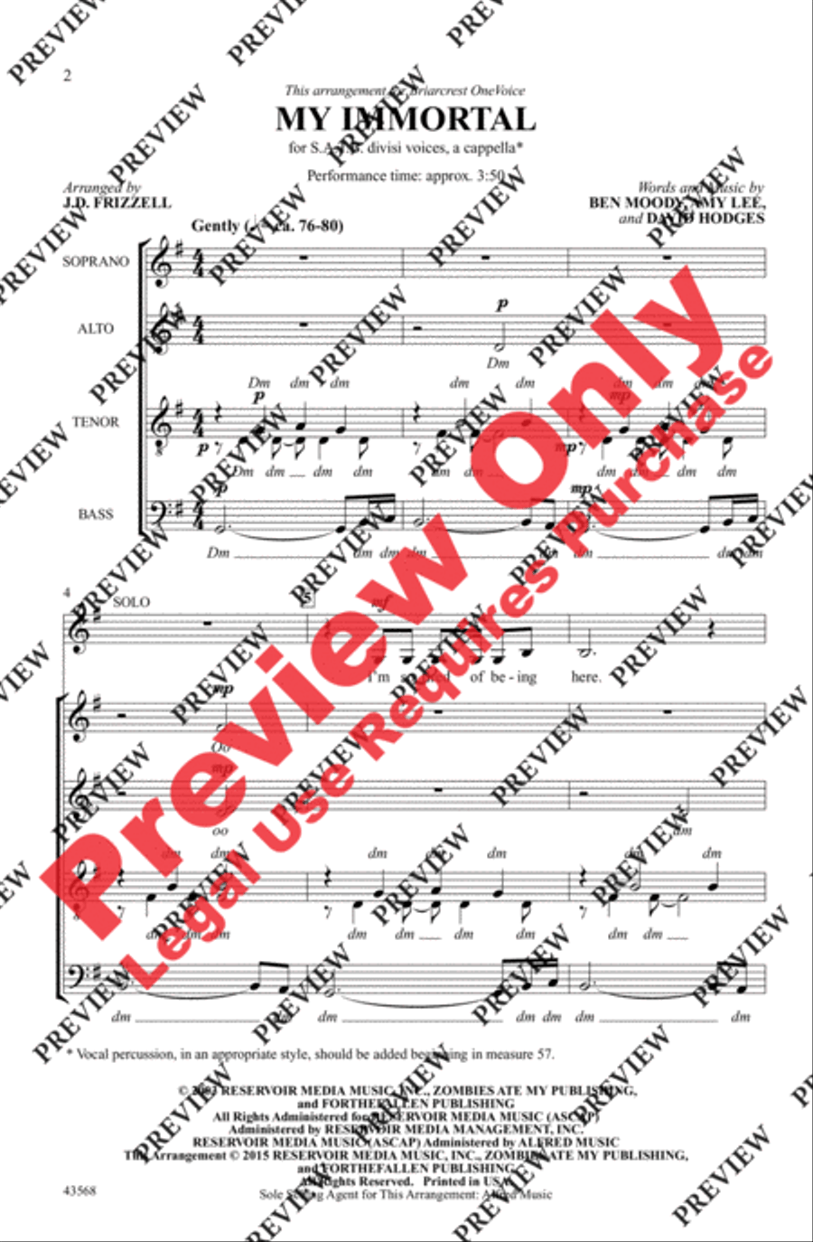 My Immortal 4-Part scores gallery preview page 2