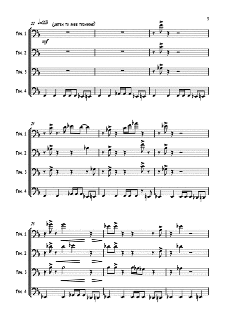 Not a Bb ballad - trombone quartet with odd-metering skills Trombone Quartet scores gallery preview page 4