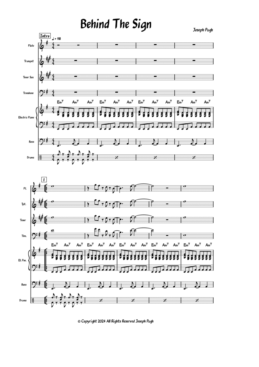 Behind The Sign (Jazz Band) Jazz Ensemble scores gallery preview page 1