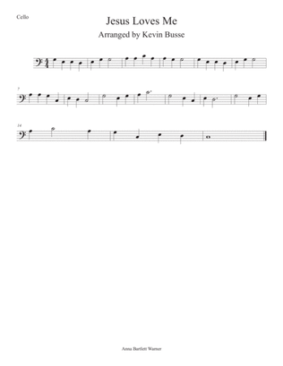 Jesus Loves Me (Easy key of C) - Cello