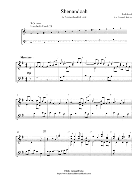 Shenandoah - for 3-octave handbell choir image number null