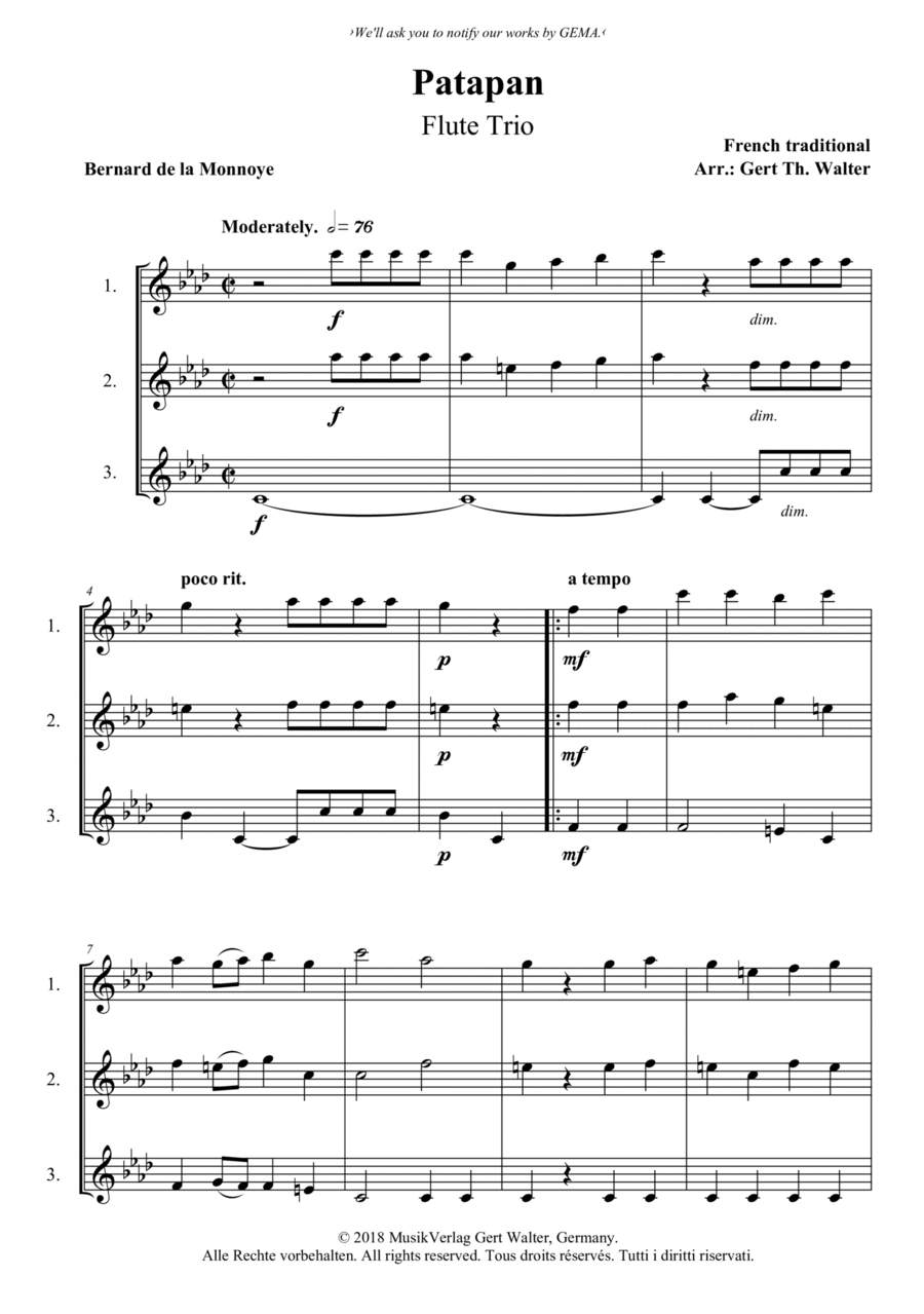 Patapan Woodwind Trio scores gallery preview page 1