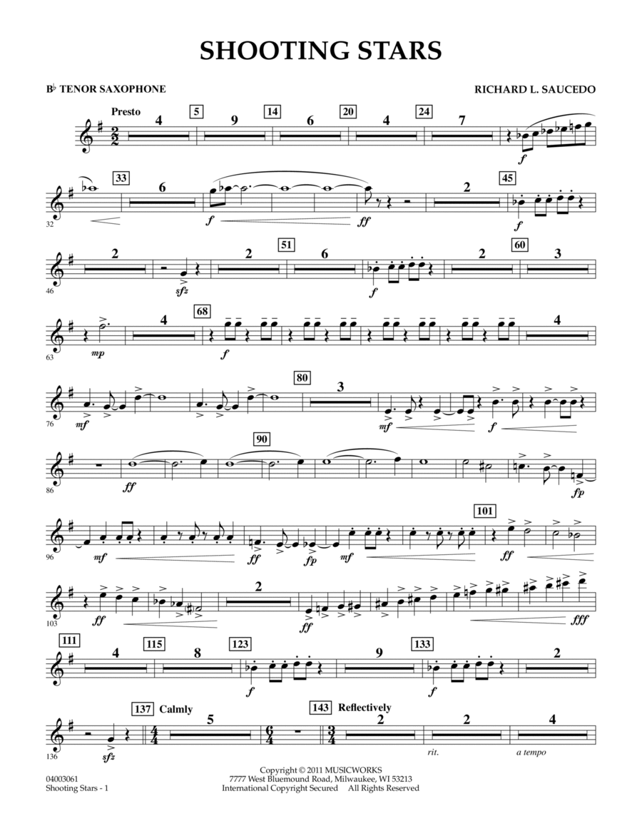 Shooting Stars - Bb Tenor Saxophone Concert Band scores gallery preview page 1