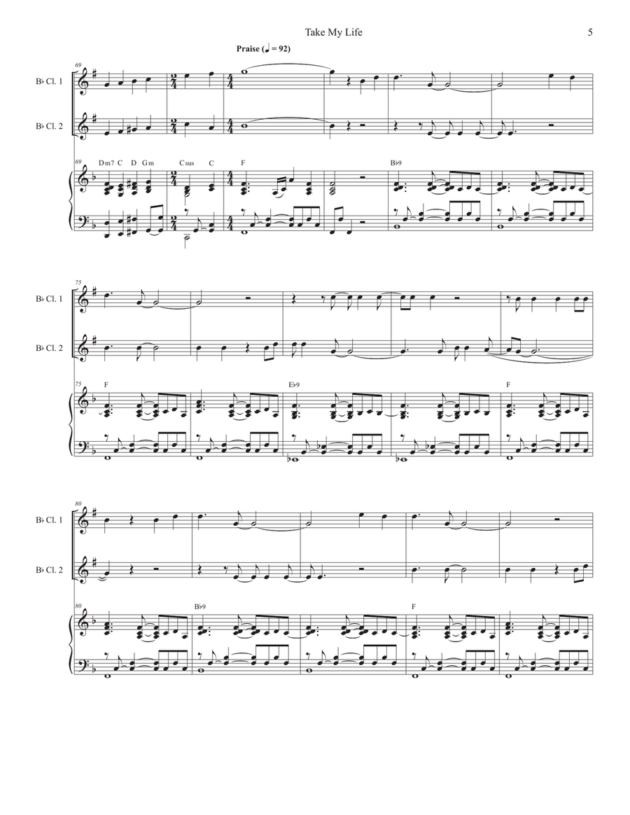 Take My Life (Duet for Bb-Clarinet) Clarinet Duet scores gallery preview page 5