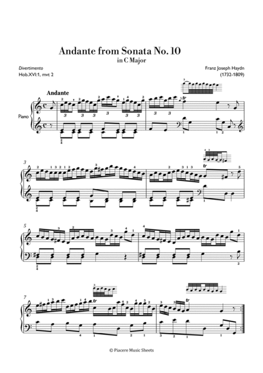 Haydn - Andante from Divertimento (Sonata no. 10) in C Major - Intermediate image number null