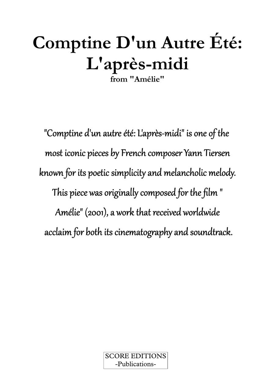 Comptine D'un Autre Été: L'après-Midi Chamber Music scores gallery preview page 3