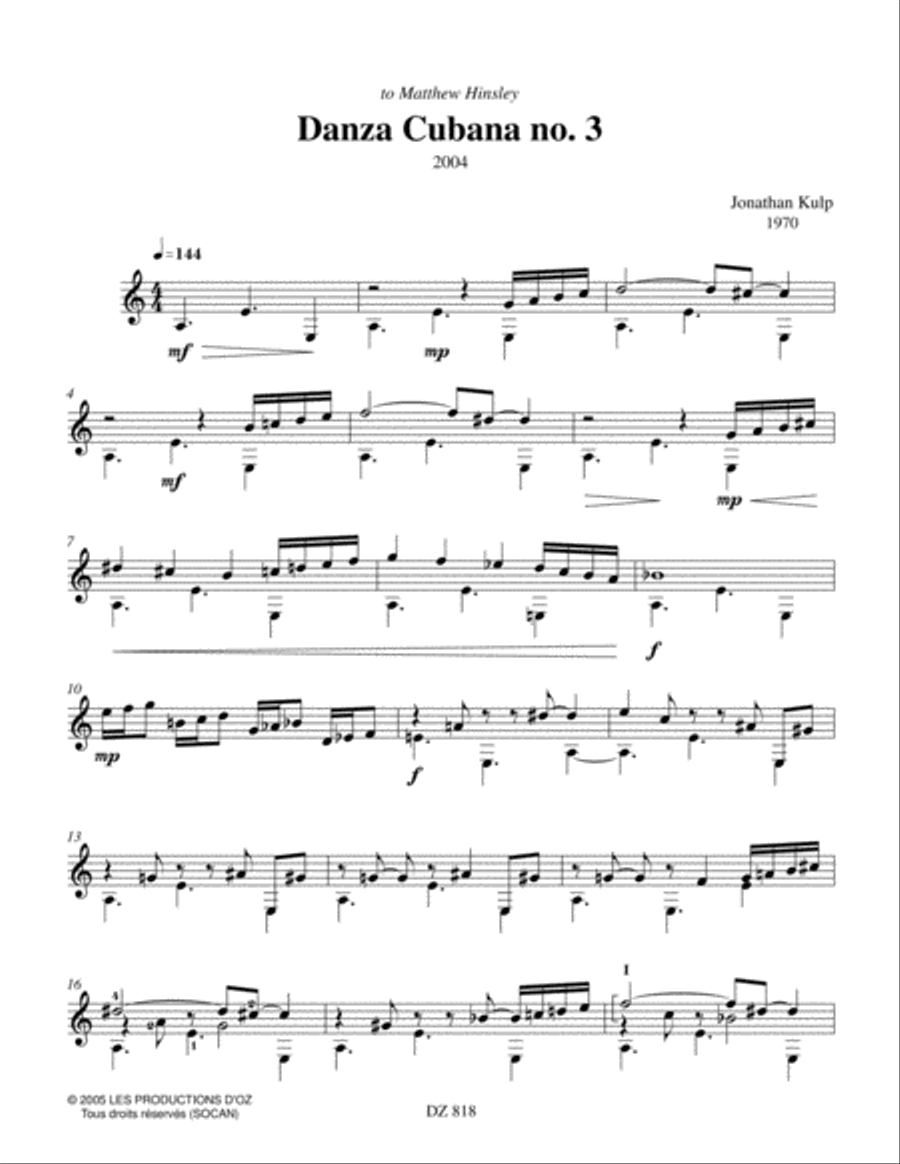 Danza Cubana no. 3 Danza Cubana no. 3 Classical Guitar scores gallery preview page 3