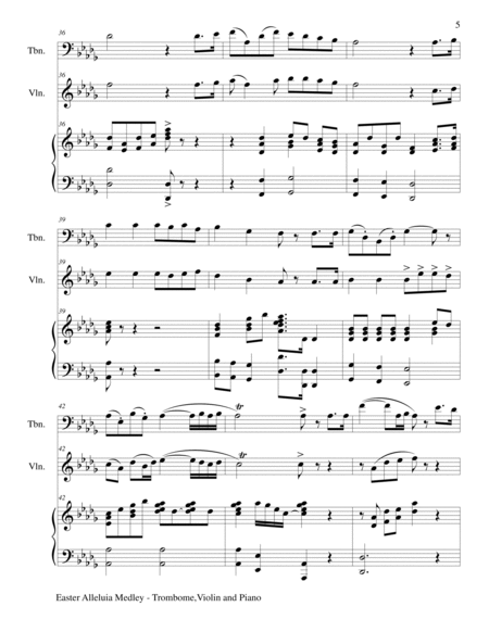 EASTER ALLELUIA MEDLEY (Trio – Trombone, Violin and Piano) Score and Parts image number null