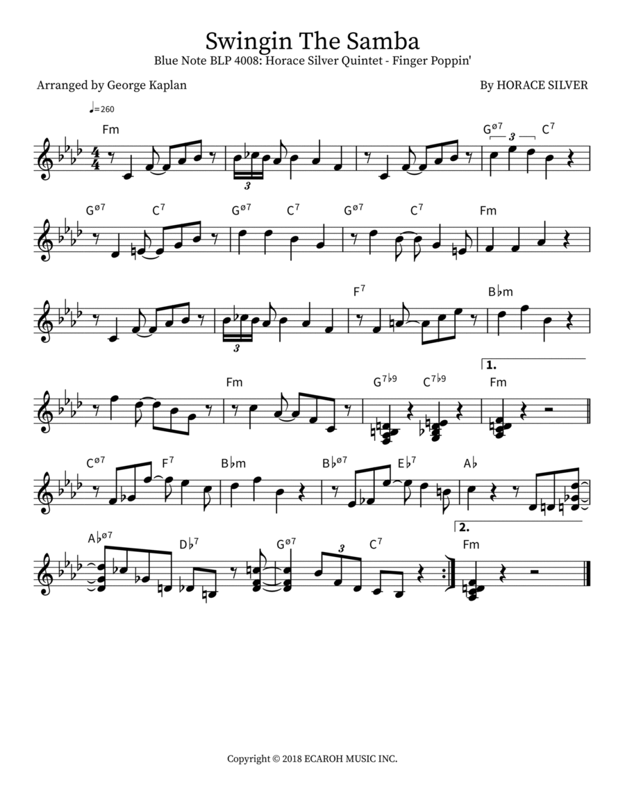 Swingin The Samba Piano scores gallery preview page 1