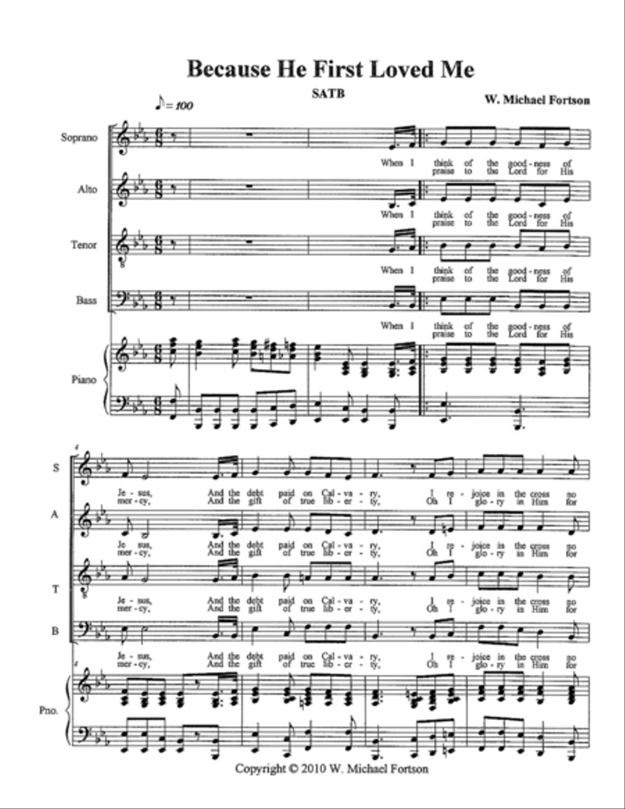 Because He First Loved Me Small Ensemble scores gallery preview page 1
