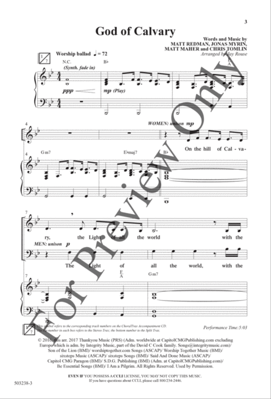 God of Calvary - Anthem 4-Part scores gallery preview page 2