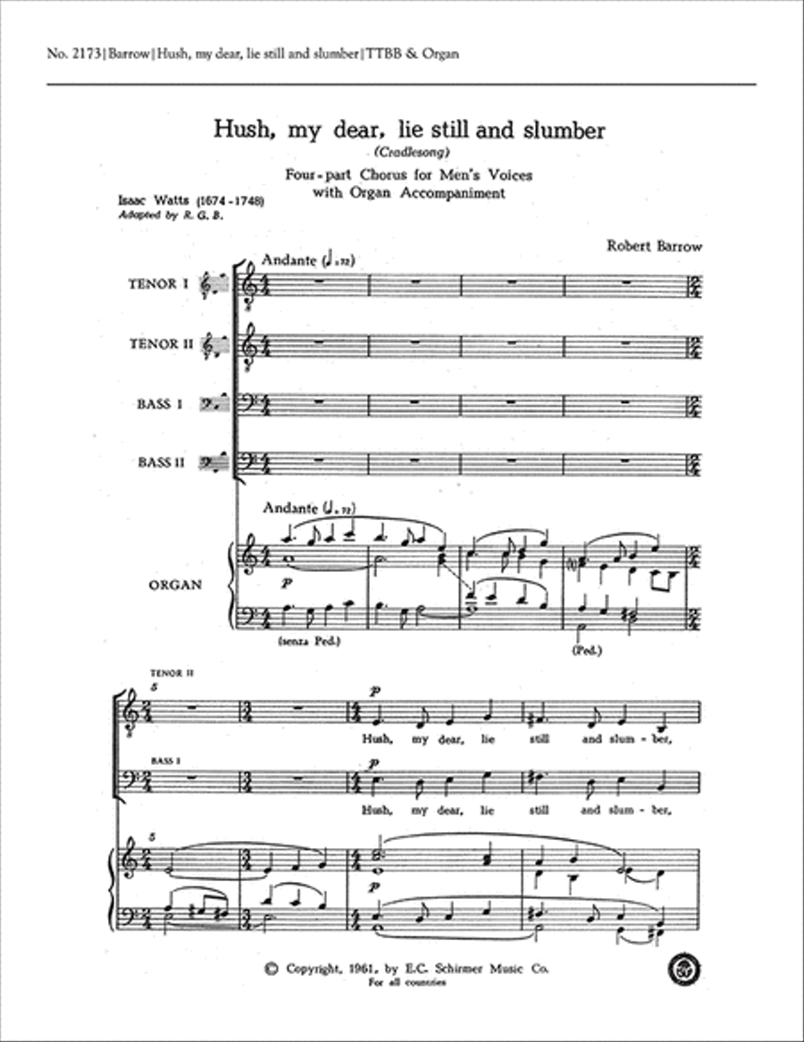 Cradle Song (Hush, My Dear, Lie Still) TTBB scores gallery preview page 1