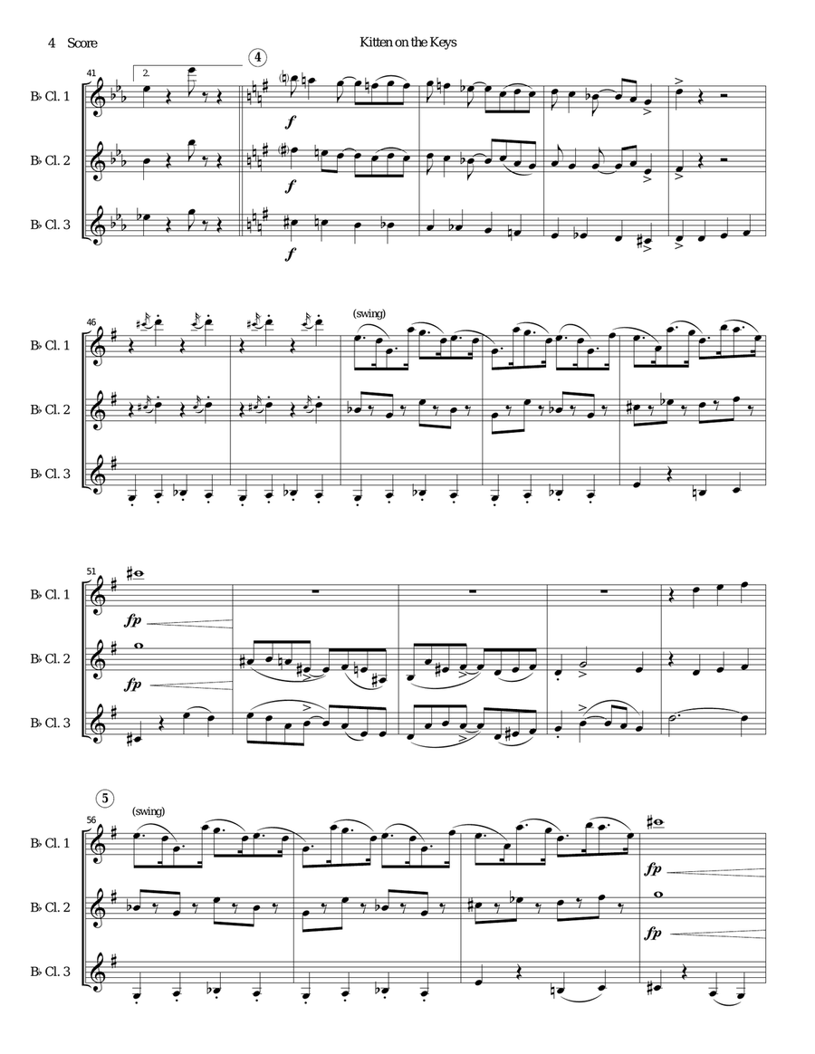Kitten on the Keys for clarinet trio Clarinet Trio scores gallery preview page 4