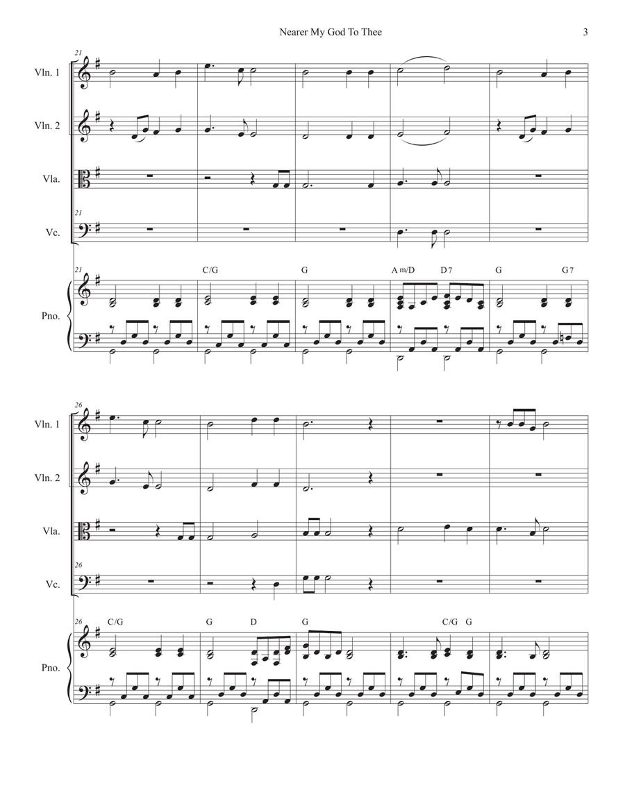 Nearer My God To Thee (String Quartet and Piano) String Quartet scores gallery preview page 3