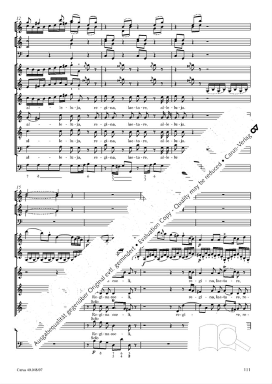 Regina coeli in B-Flat Major, K. 127 4-Part scores gallery preview page 112