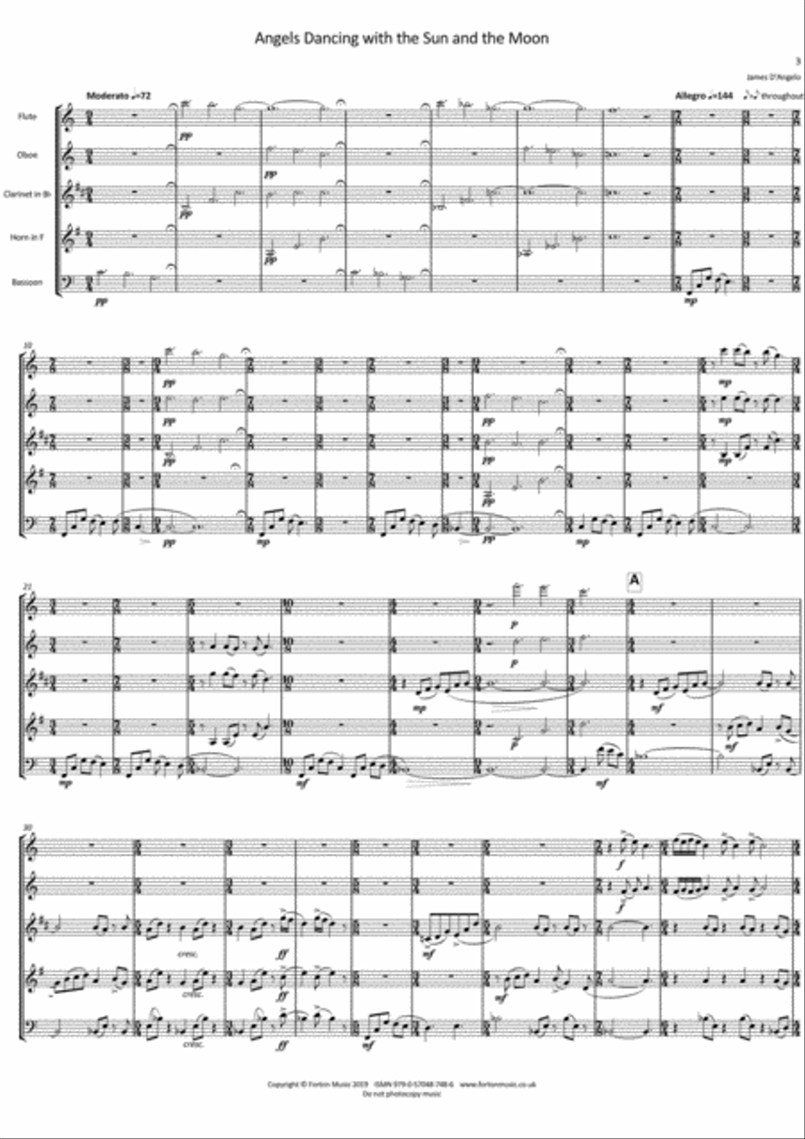 Angels Dancing with the Sun and the Moon Woodwind Quintet scores gallery preview page 2