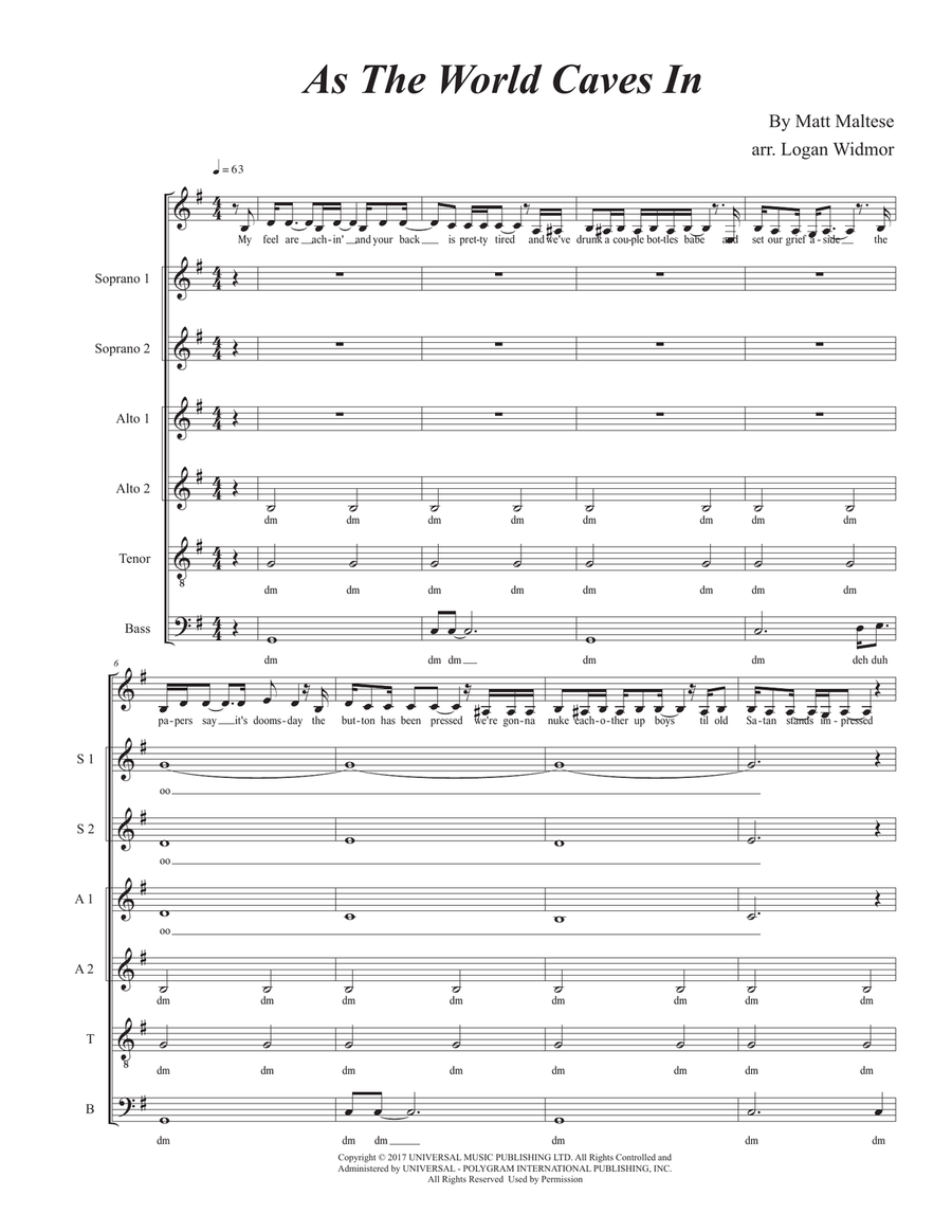 As The World Caves In Divisi scores gallery preview page 1
