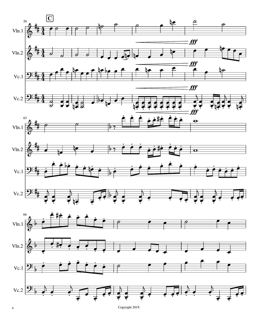 A Mighty Fortress for two cellos and two violin String Quartet scores gallery preview page 4