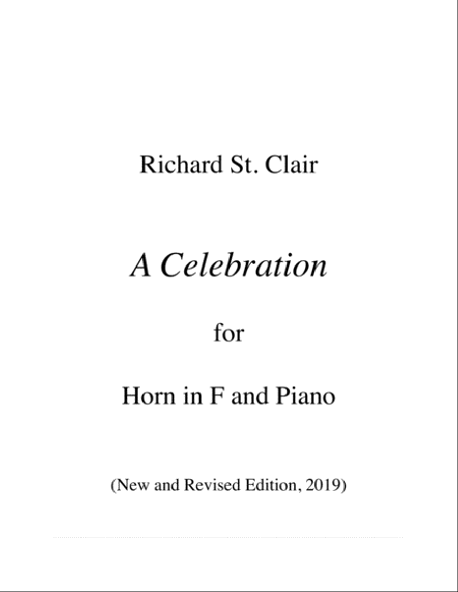 A CELEBRATION for Horn in F and Piano (Score and Part) Piano scores gallery preview page 1