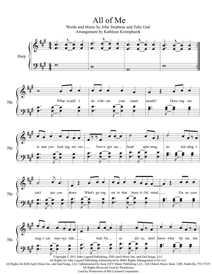 All Of Me Harp scores gallery preview page 1