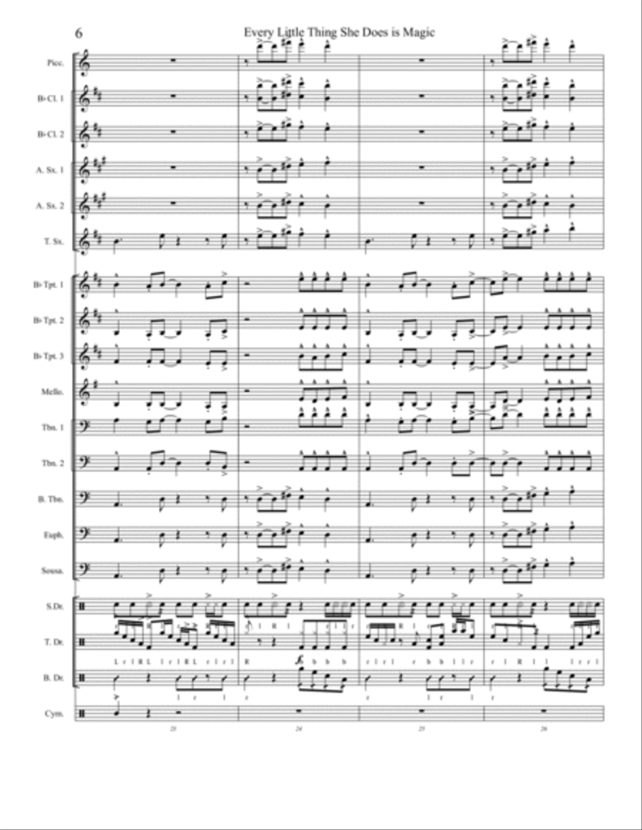 Every Little Thing She Does Is Magic Marching Band scores gallery preview page 6