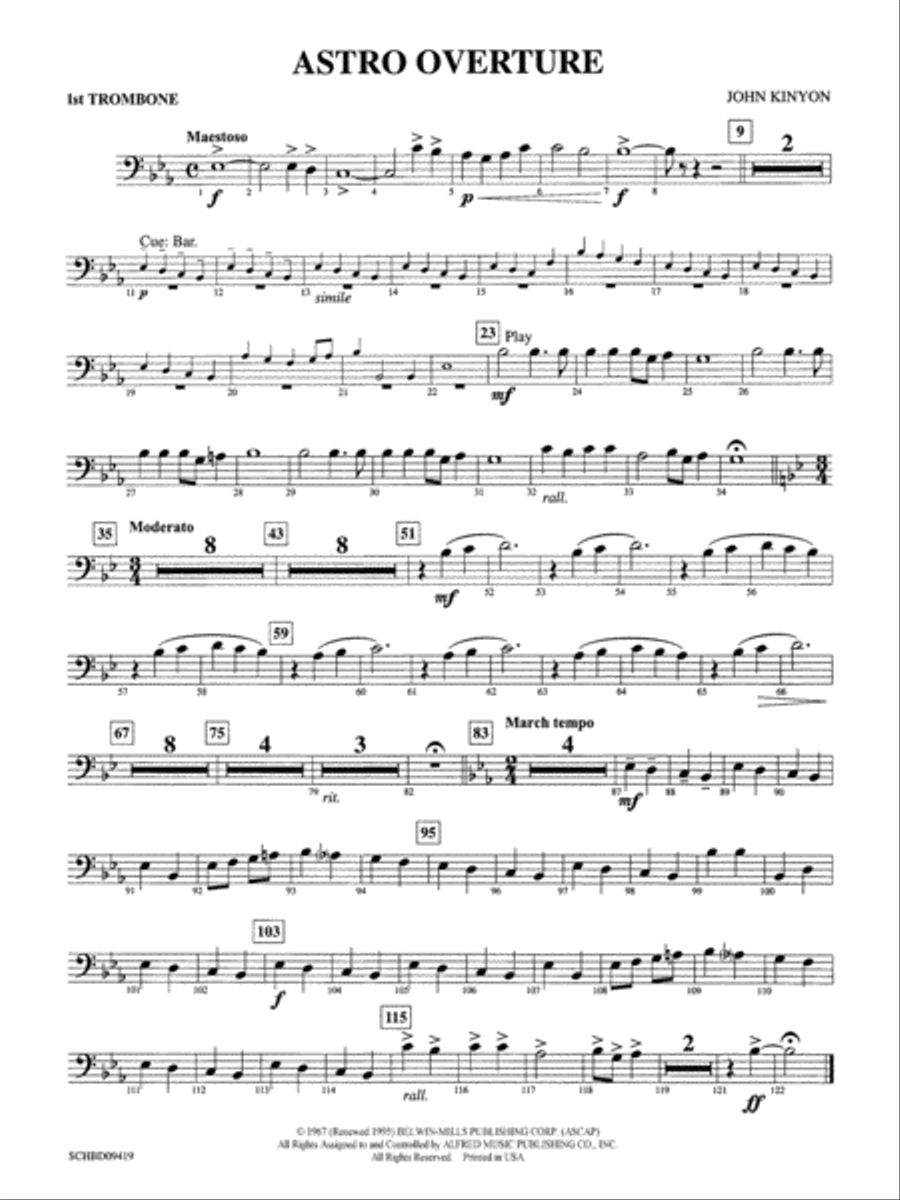 Astro Overture: 1st Trombone Concert Band scores gallery preview page 1