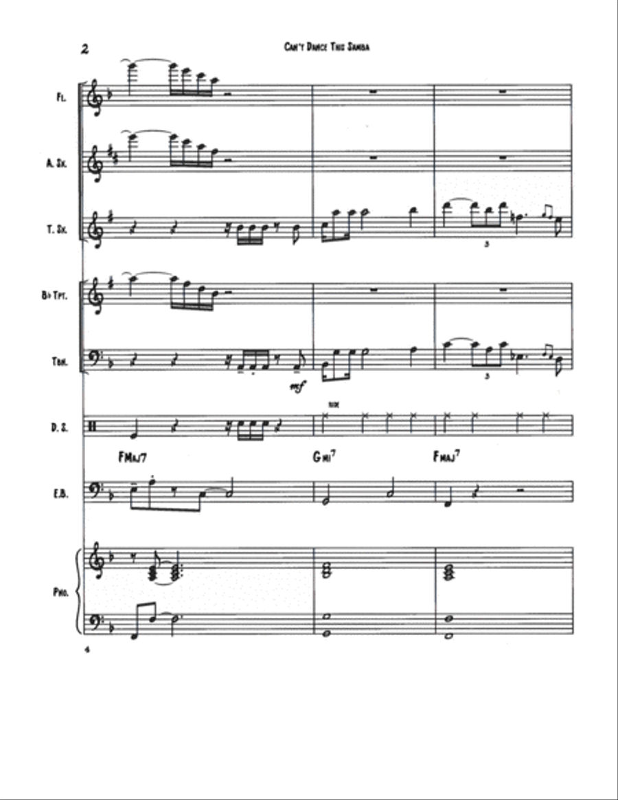 Can't Dance This Samba by Joel Glickman. Jazz piece for small to medium group with flexible instru Jazz Ensemble scores gallery preview page 2