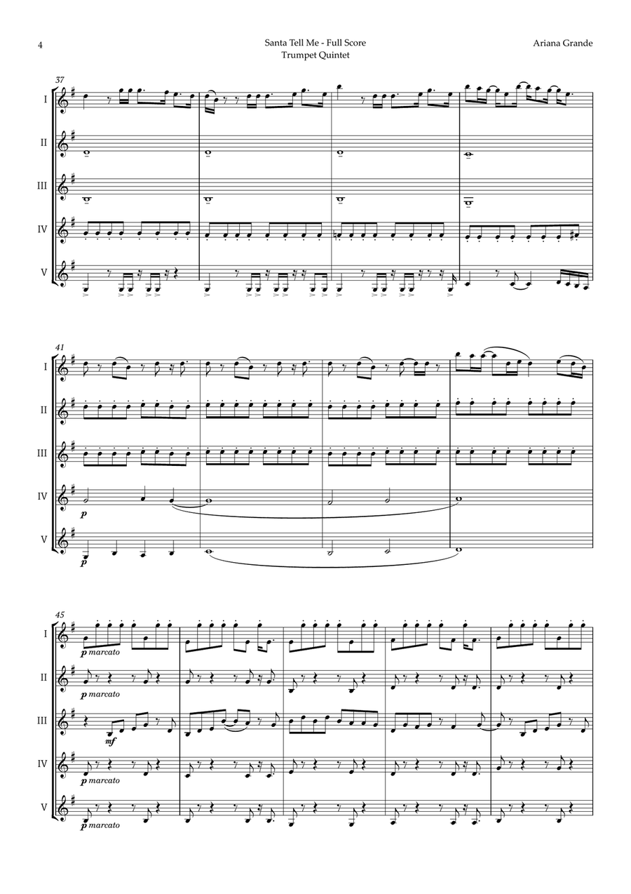 Santa Tell Me Brass Quintet scores gallery preview page 4