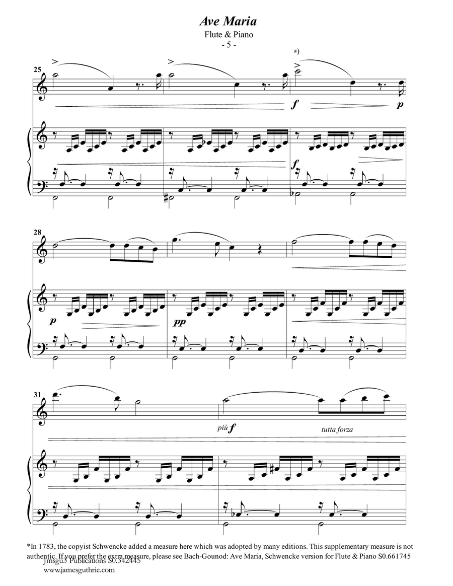 Bach-Gounod: Ave Maria for Flute & Piano Flute Solo scores gallery preview page 5