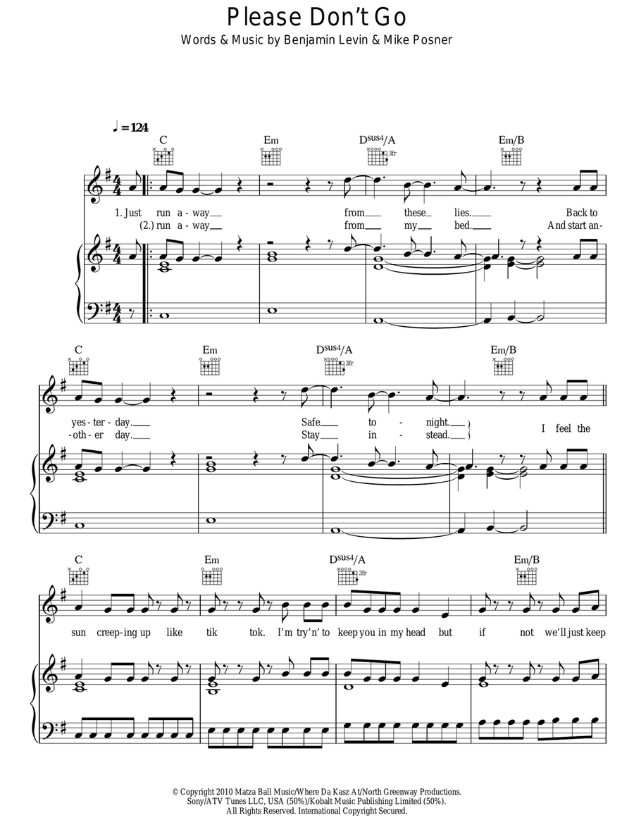 Please Don't Go Acoustic Guitar scores gallery preview page 1