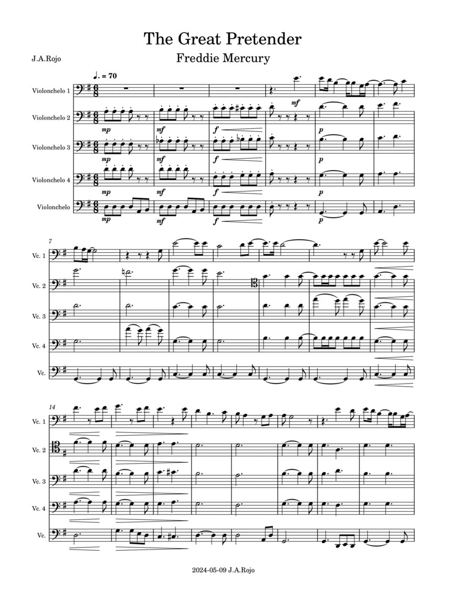 The Great Pretender String Quintet scores gallery preview page 1
