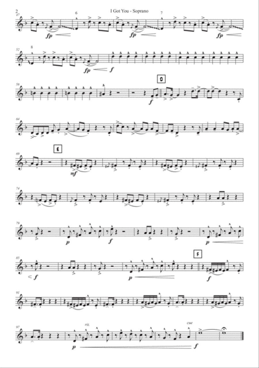 I Got You (i Feel Good) Saxophone Quartet scores gallery preview page 2