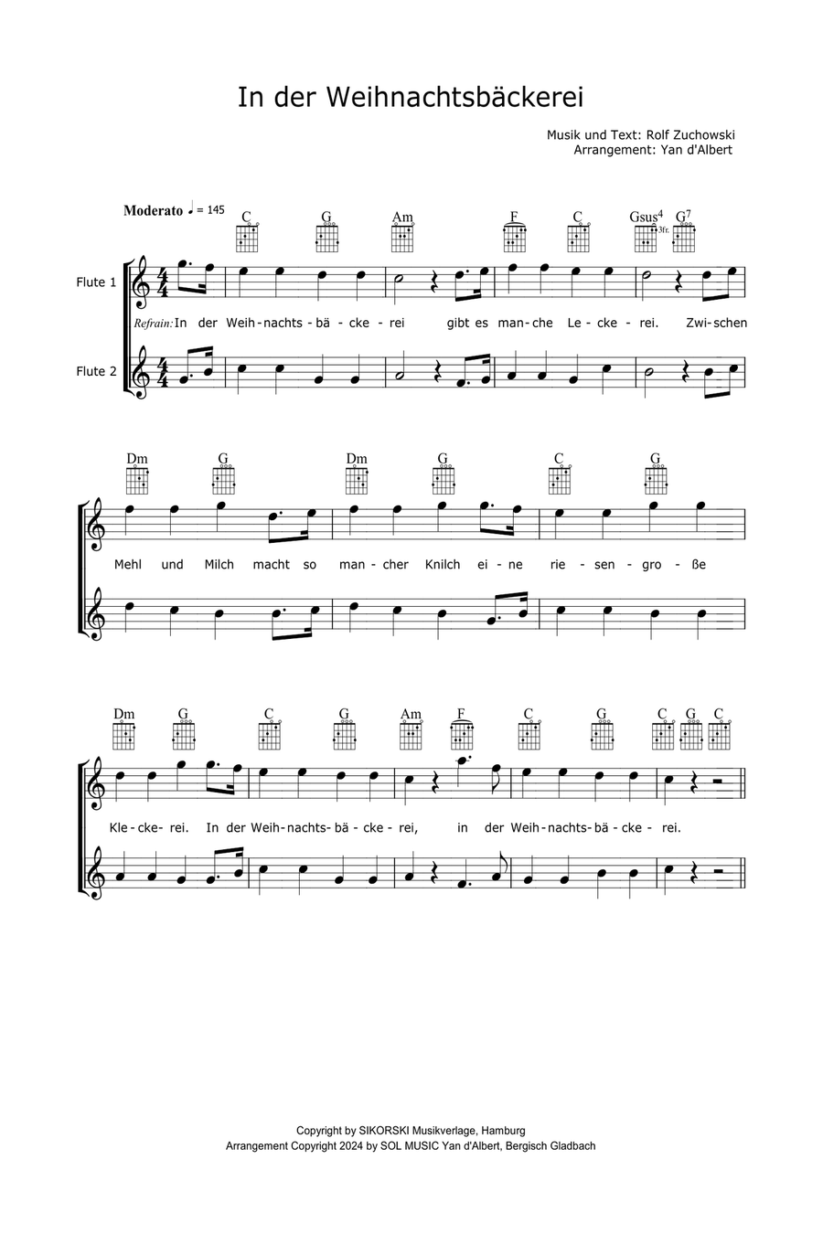 In der Weihnachtsbäckerei (Arr.: Yan d'Albert) Flute Duet scores gallery preview page 1