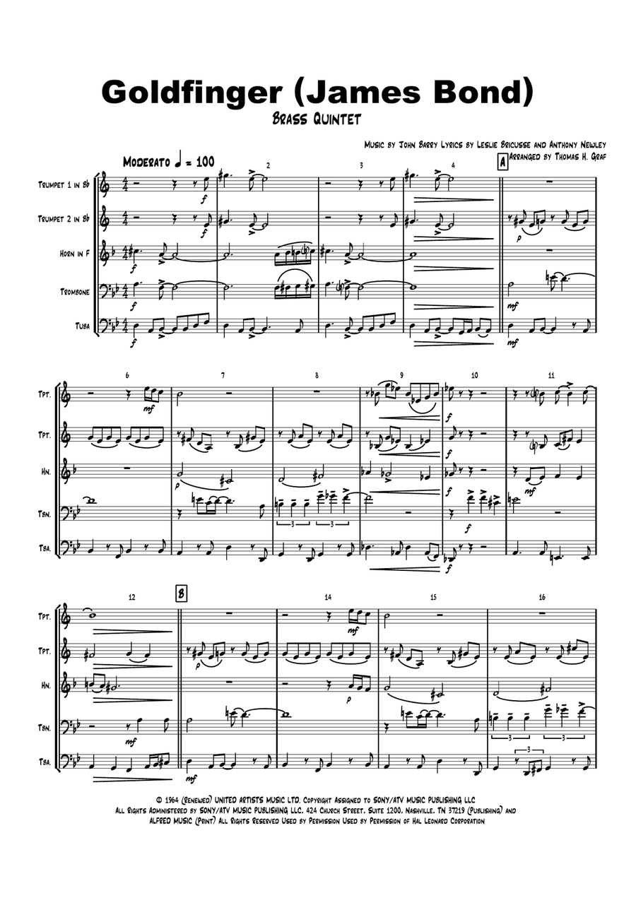 Goldfinger Brass Ensemble scores gallery preview page 1
