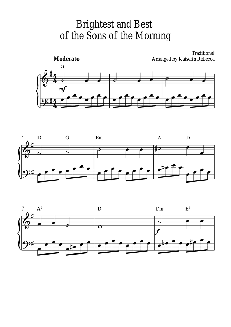 Brightest and Best of the Sons of the Morning Piano Solo scores gallery preview page 1