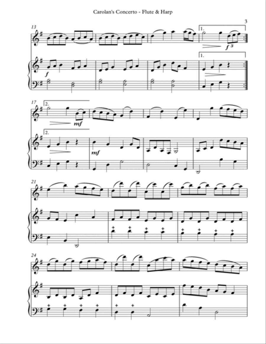 Carolan’s Concerto, Duet for Flute & Harp Flute scores gallery preview page 3