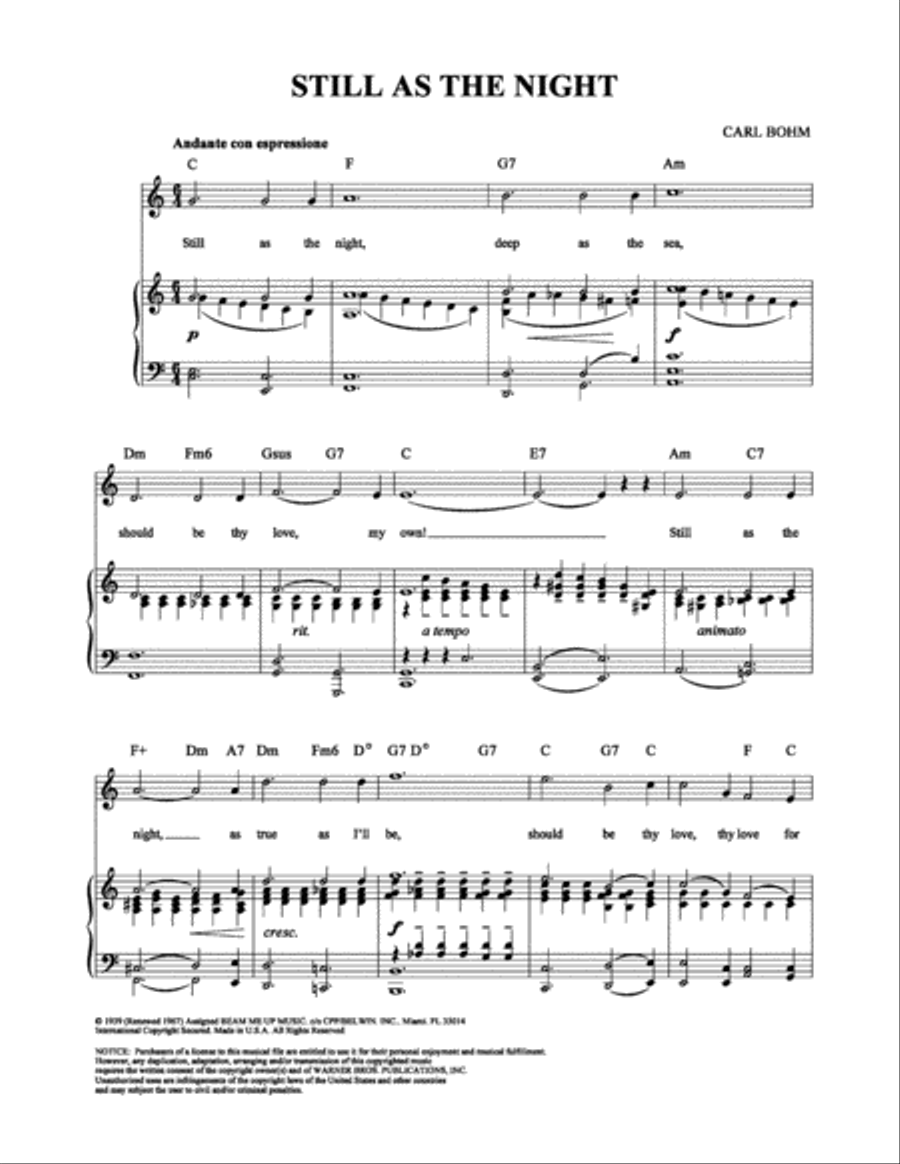 Still As The Night Still As The Night Piano, Vocal, Guitar scores gallery preview page 1
