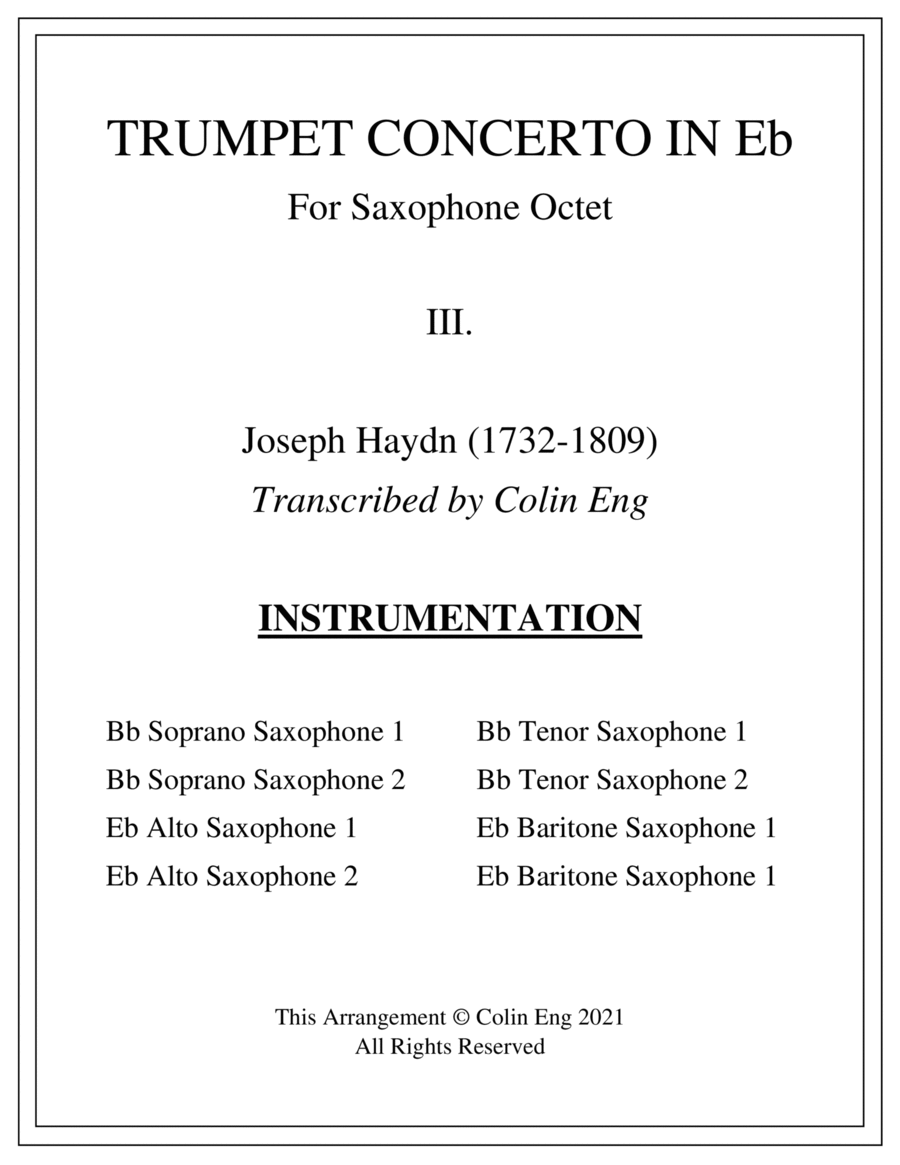 Trumpet Concerto in Eb Mvt. III for Saxophone Octet image number null