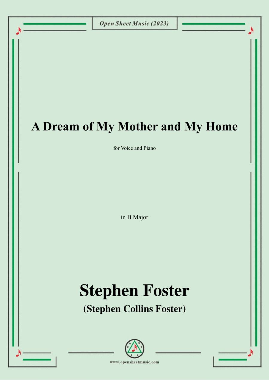 Book cover for S. Foster-A Dream of My Mother and My Home,in B Major